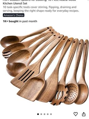 NEW HSM 10-Piece Acacia Wood Cooking Utensil Set